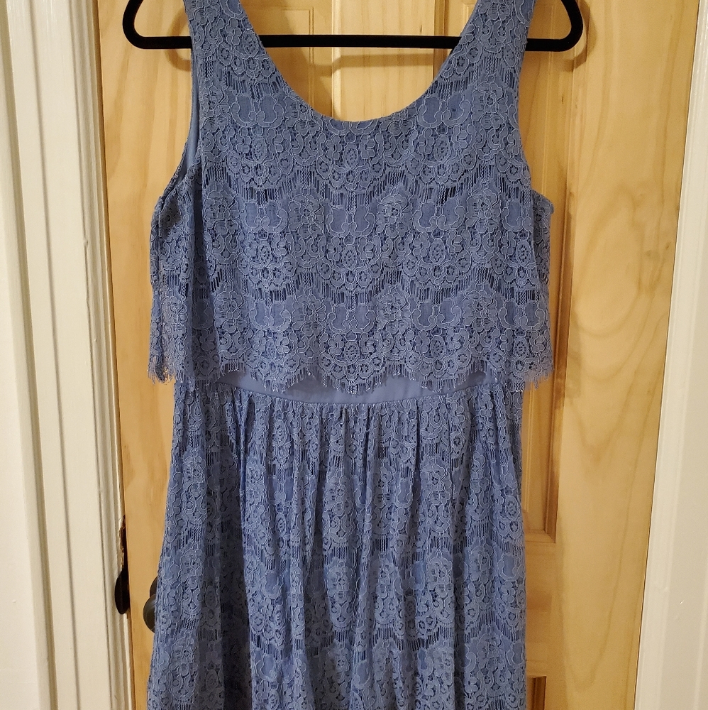 Blue lacey pop over dress